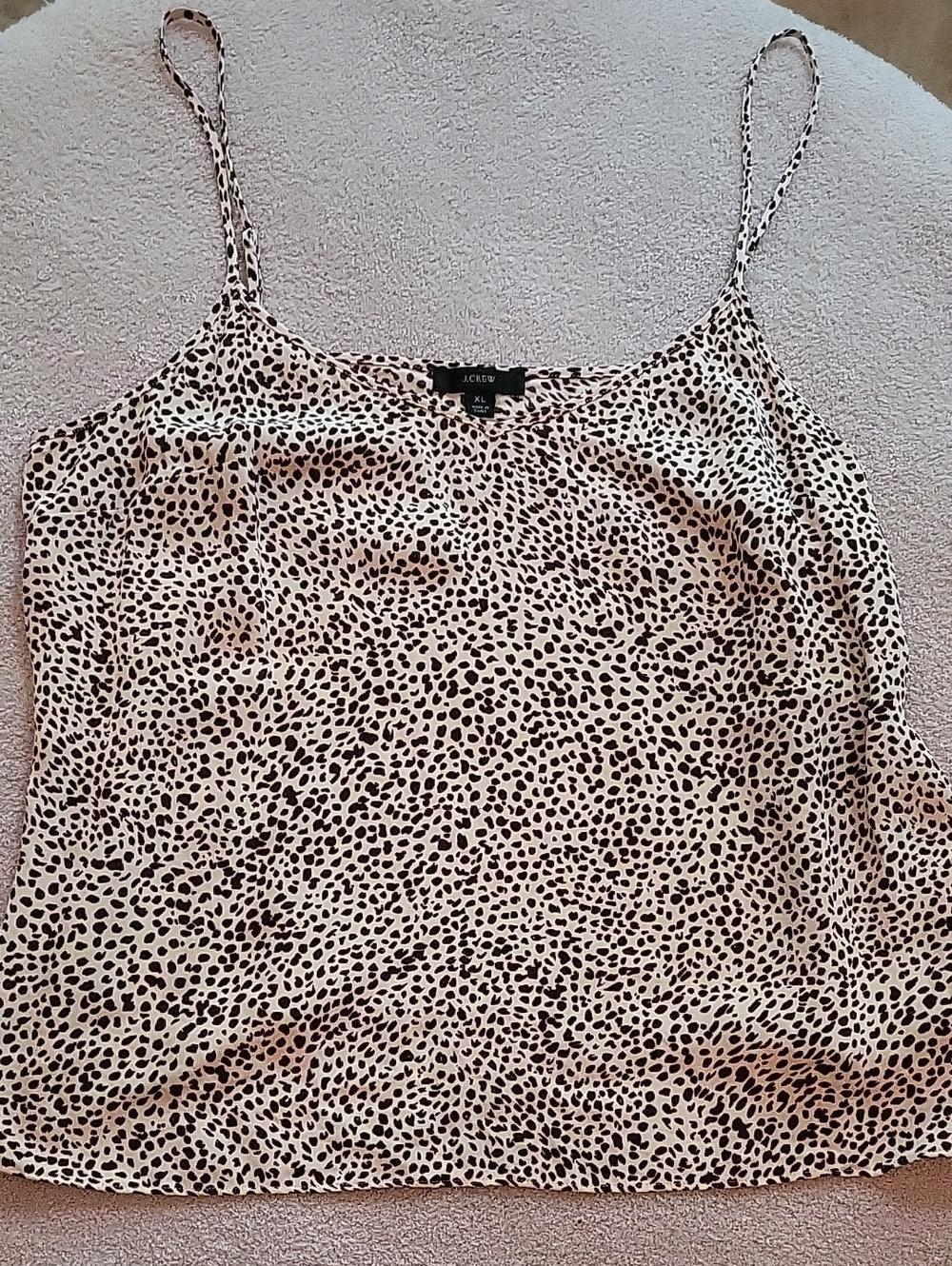 J. Crew Cream and Brown Leopard-Print Silk Cami